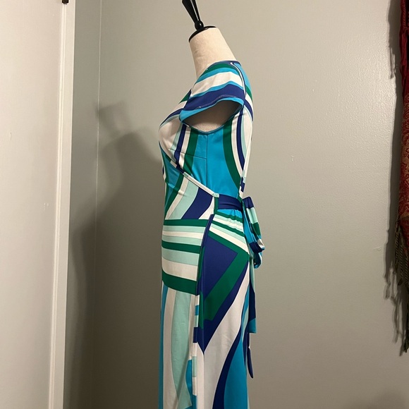JB by Julie Brown Vibrant Blue and Green Midi Dress - Picture 4 of 5